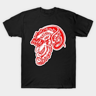 Smiling Krampus - White Outlined, Red Design Version T-Shirt